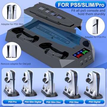 PS5/Slim/Pro Cooling Station for Playstation 5 Console Disc/Digital Edition - PS5 Slim Pro Cooling S...
