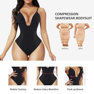 FeelinGirl Shaperwear for Women Tummy Control Panty Waist Girdles Corset Body Shaper Deep V-Neck Bod...