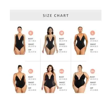 FeelinGirl Shaperwear for Women Tummy Control Panty Waist Girdles Corset Body Shaper Deep V-Neck Bodysuits Tops Black XXL