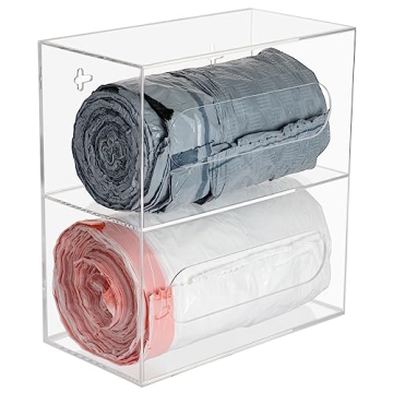 Nelspen Trash Bag Dispenser – Wall Mount Clear Acrylic Kitchen Organizer for Trash Bags