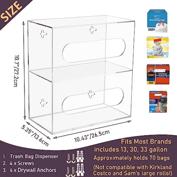 Nelspen Acrylic Trash Bag Dispenser for Under Sink Organizing