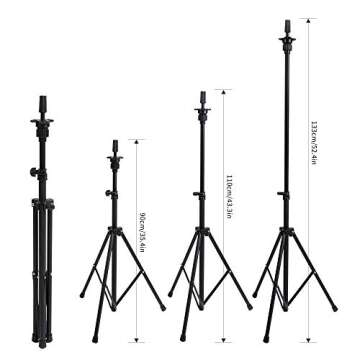 HYOUJIN Wig Head Stand,Wig Stand Tripod Mannequin Head Stand Metal Adjustable Holder for Mannequin Head,Manikin Head,Training Head,Canvas Block Head with Wig Caps,T-Pins,Carry Bag 35.4-52.4 in(Black)