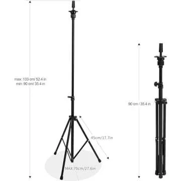HYOUJIN Wig Head Stand,Wig Stand Tripod Mannequin Head Stand Metal Adjustable Holder for Mannequin Head,Manikin Head,Training Head,Canvas Block Head with Wig Caps,T-Pins,Carry Bag 35.4-52.4 in(Black)
