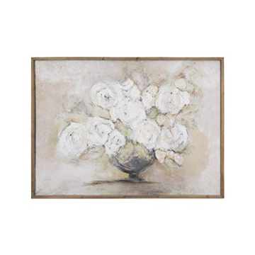 Elegant White Flowers Wood Framed Wall Decor