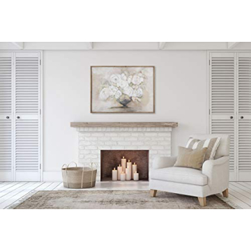 Elegant White Flowers Wood Framed Wall Decor