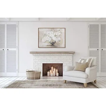 Elegant White Flowers Wood Framed Wall Decor