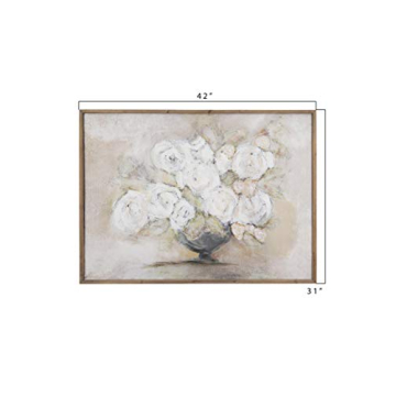 Elegant White Flowers Wood Framed Wall Decor