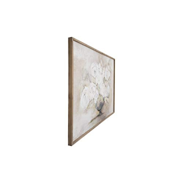 Elegant White Flowers Wood Framed Wall Decor
