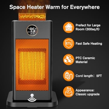 1500W Indoor Space Heater with Humidifier & 3D Flame