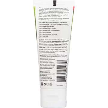 Jason Powersmile Whitening Fluoride-Free Toothpaste, Powerful Peppermint, Travel Size, 3 Oz