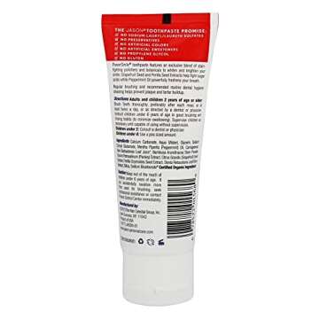 Jason Powersmile Whitening Fluoride-Free Toothpaste, Powerful Peppermint, Travel Size, 3 Oz