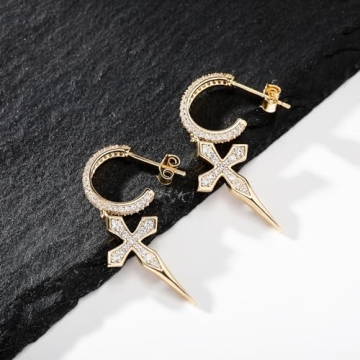TOPGRILLZ Sterling Silver Cross Dangle Earrings for All