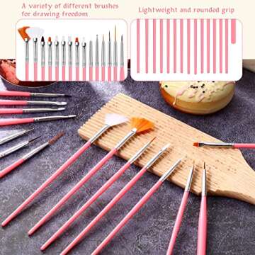 30 Pcs Cake Decorating Brushes Cake Painting Brushes Food Paint Brush Multiple Function Fondant Brush Cookie Brushes DIY Tool Set Cake Decorating Painting Tool Icing Pastry Brush for Baking (Pink)