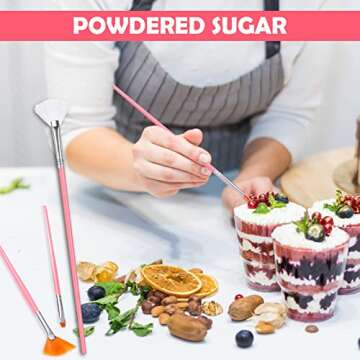 30 Pcs Cake Decorating Brushes Cake Painting Brushes Food Paint Brush Multiple Function Fondant Brush Cookie Brushes DIY Tool Set Cake Decorating Painting Tool Icing Pastry Brush for Baking (Pink)