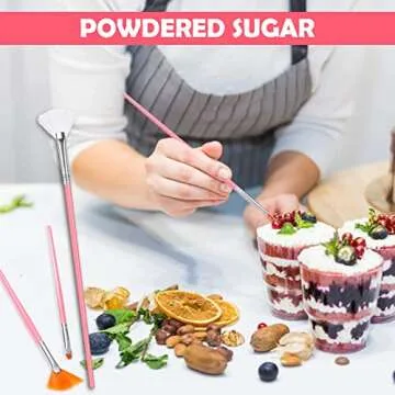 30 Pcs Cake Decorating Brushes Cake Painting Brushes Food Paint Brush Multiple Function Fondant Brush Cookie Brushes DIY Tool Set Cake Decorating Painting Tool Icing Pastry Brush for Baking (Pink)