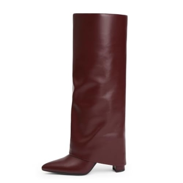 Modatope Burgundy Knee High Boots Stylish Comfort for Women