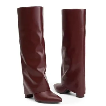 Modatope Burgundy Knee High Boots Stylish Comfort for Women
