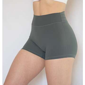 TomTiger Workout Shorts for Women High Waist Gym Fitness Running Yoga Bike Active Exercise Women's Short Tummy Control 3" (M, Eucalyptus Green)