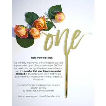 1st Birthday Gold Acrylic Cake Topper - Elegant Design