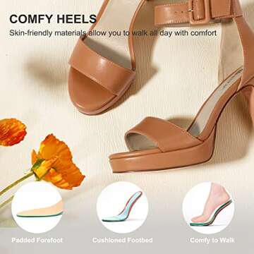 IDIFU Women's IN4 Sally Platform Heels Stiletto High Heel Pumps Sandals Ankle Strap Open Toe Wedding Bride Dress Party Shoes(6.5, Nude Pu)