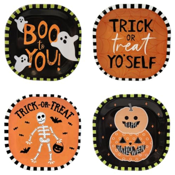 Kane Halloween 8-inch Melamine Appetizer Plates Set of 4 – Festive & Durable