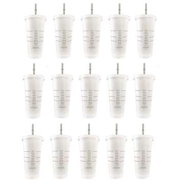 Starbucks 15 Pack Bundle - Eco-Friendly Reusable Frosted 24 oz Cold Cups
