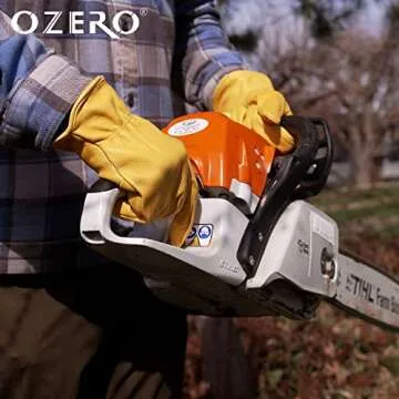 OZERO Flex Grip Leather Work Gloves for Heavy Duty Use