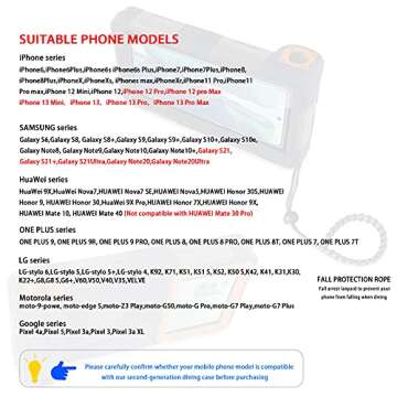 Professional Diving Upgrade Waterproof Protective Case, Outdoor Swimming Snorkeling Surfing Underwater Photo Video Housing for iPhone Galaxy Huawei OnePlus LG Motorola Google Series Smartphones Clear