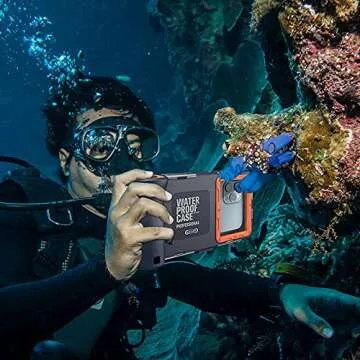 Professional Diving Upgrade Waterproof Protective Case, Outdoor Swimming Snorkeling Surfing Underwater Photo Video Housing for iPhone Galaxy Huawei OnePlus LG Motorola Google Series Smartphones Clear