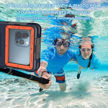 Professional Diving Upgrade Waterproof Protective Case, Outdoor Swimming Snorkeling Surfing Underwater Photo Video Housing for iPhone Galaxy Huawei OnePlus LG Motorola Google Series Smartphones Clear
