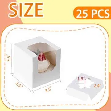 BOOMIBOO 25 Pack Individual Cupcake Containers with Window, Food Grade Holders for Easy Transport an...