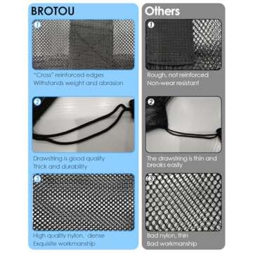 BROTOU Extra Large Sports Ball Bag Mesh Socce Ball Bag Heavy Duty Drawstring Bags Team Work for Hold...