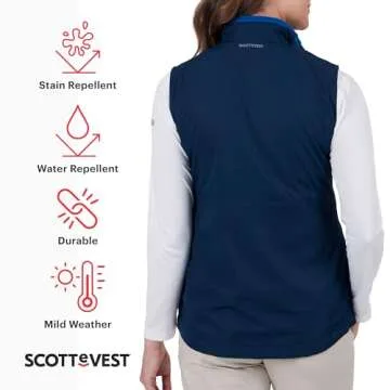 SCOTTeVEST Best Travel Vest for Women - 24 Hidden Pockets - Water Repellent for Travel & More (Black/Carbon, M3)
