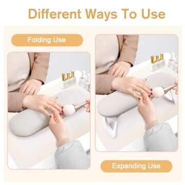 Subay Nail Arm Rest, Foldable PU Leather Nail Hand Rest for Acrylic Nails Cushion Hand Holder, Nail ...