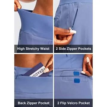 G Gradual Golf Skorts Skirts for Women with 5 Pockets Women's High Waisted Lightweight Athletic Skirt for Tennis Running (Blue Ashes, X-Small)