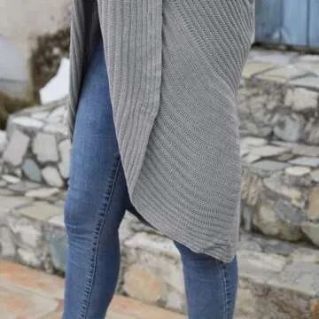 Jayscreate Women's Chunky Knit Cardigan Sweaters Two Ways to Wear Lightweight 2023 Open Front Long Sleeve Cardigan