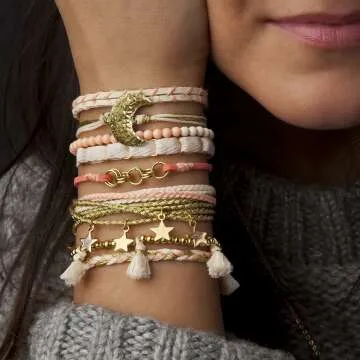 Gold Friendship Bracelet Kit for Creative Crafting