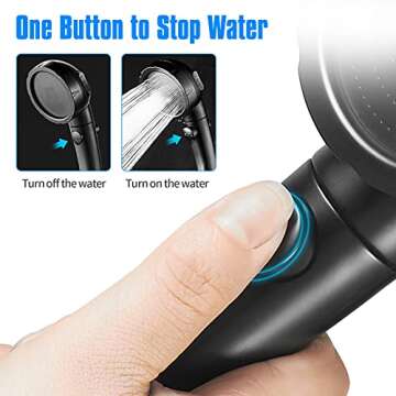 JONKEAN High Pressure Shower Head with 3 Spray Settings, Water Saving Handheld RV Shower Head with H...