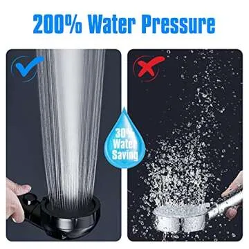 JONKEAN High Pressure Shower Head with 3 Spray Settings, Water Saving Handheld RV Shower Head with Hose and On Off Switch, Detachable Shower Heads with Hose and Angle-Adjustable Bracket (Black)