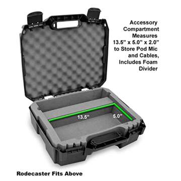 CASEMATIX Podcast Equipment Hard Case Compatible With RodeCaster Pro, Podcasting Microphone and Podm...