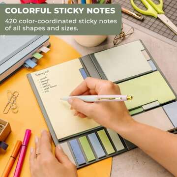 Clever Fox Sticky Note Set – 420 Lined Notes, Tabs & Bookmarks for Books & Notebooks – Office Desk Accessories & Supplies (Blue & Green)