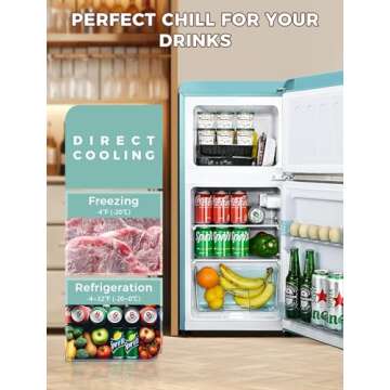 Anypro Retro Double Door Mini Fridge with Freezer 3.2 Cu.Ft