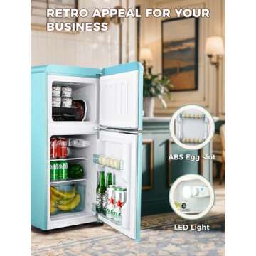 Anypro Retro Double Door Mini Fridge with Freezer 3.2 Cu.Ft
