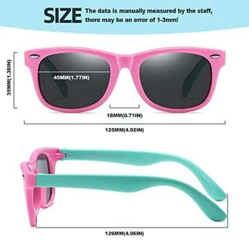 DYLB Kids Polarized Sunglasses for girls boys 3 Pack, Flexible TPEE Rubber Frame for Children Age 3-8. (Black +Pink Green +Blue Yellow)