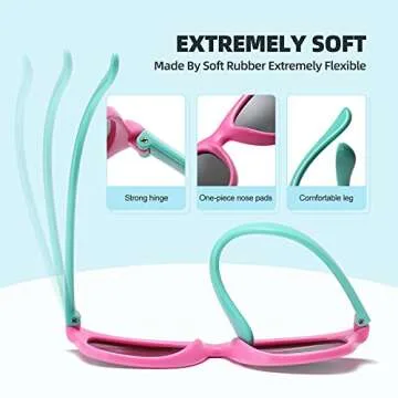 DYLB Kids Polarized Sunglasses for girls boys 3 Pack, Flexible TPEE Rubber Frame for Children Age 3-8. (Black +Pink Green +Blue Yellow)