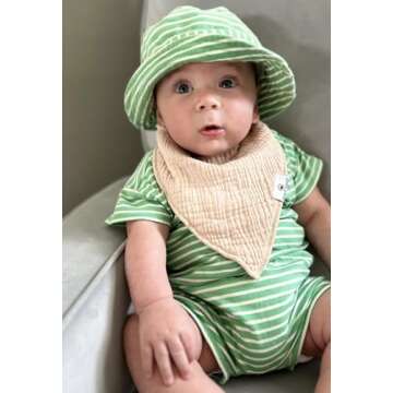 DiaperSquad's 10-Pack 100% Muslin Cotton Baby Bibs for Drooling and Teething, Bibs for Boys, Baby Girl - Solid Cotton Baby Drool Bibs (Neutral - 100% Muslin)