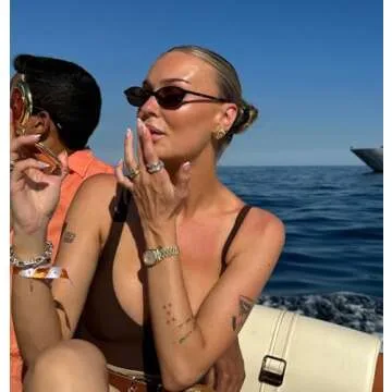 GUVIVI Retro Oval Sunglasses for Women Chic Cat Eye 90s Sunnies Lightweight Narrow Shades Trendy UV protection Sun Glasses