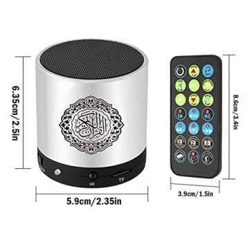 Hitopin Digital Quran Speaker FM Radio Silver Color with Remote Control Over 18Reciters and15 Transl...