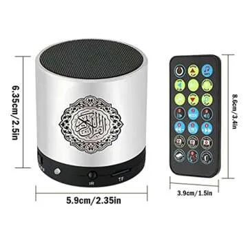 Hitopin Digital Quran Speaker FM Radio Silver Color with Remote Control Over 18Reciters and15 Transl...