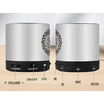 Hitopin Digital Quran Speaker FM Radio Silver Color with Remote Control Over 18Reciters and15 Translations Available Quality Qur'an Player Arabic English French, Urdu etc Mp3